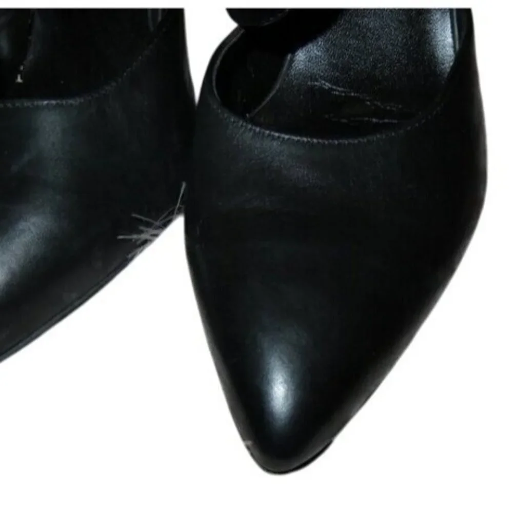 Paul Green Black Italian Leather Criss cross straps Heels Pumps Dress shoes 5.5